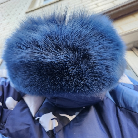 NWT Marco Del Forte Womens Winter Camo Blue Coat with Real Fur. Made in Italy - Picture 6 of 16